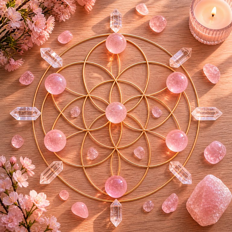 Metatron's Cube Crystal Grid 13 circles sacred geometry gold