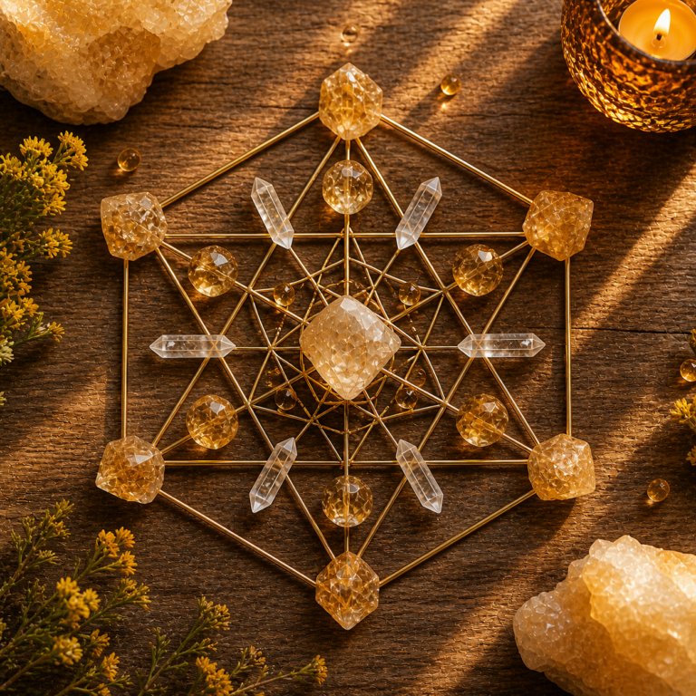 Hexagram Star of David crystal grid gold sacred geometry
