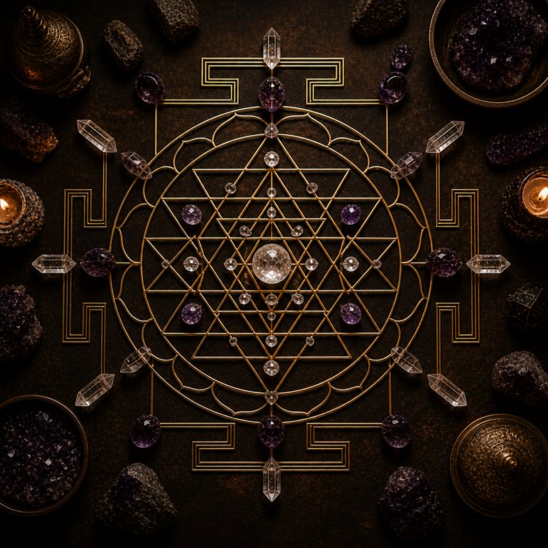 Seed of Life crystal grid 7 circles gold sacred geometry